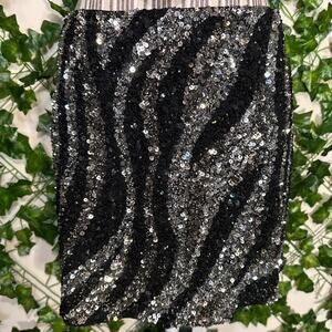 New seta black and silver sequin skirt